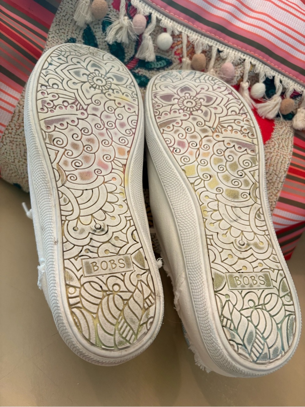 Skechers BOBS White Canvas Lace-Up Sneakers with Rose Gold Eyelets - Picture 9 of 11
